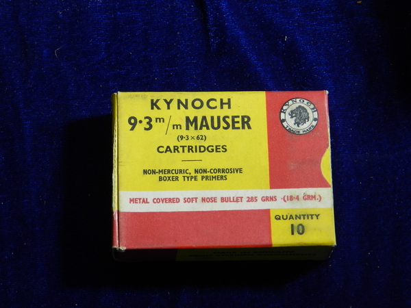 Kynoch 10 Schuss 9,3x62 mit soft nose 18,4 gr.
