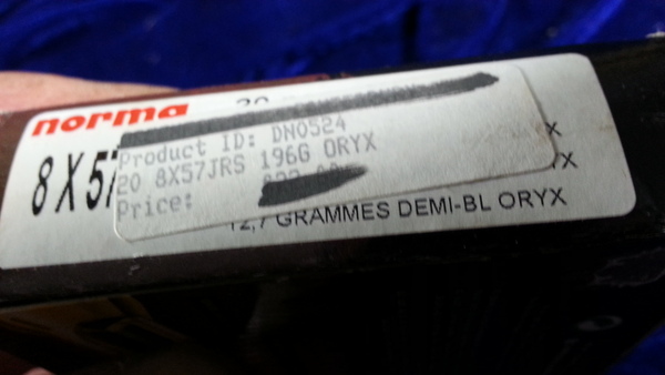 Norma 8x57 IRS 12,7 gr. Oryx Geschoss 20 Schuss